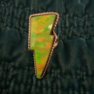 Electric green opal lightning bolt ring